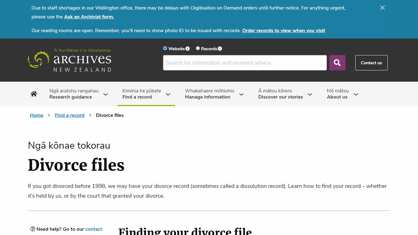 Divorce files – Archives New Zealand